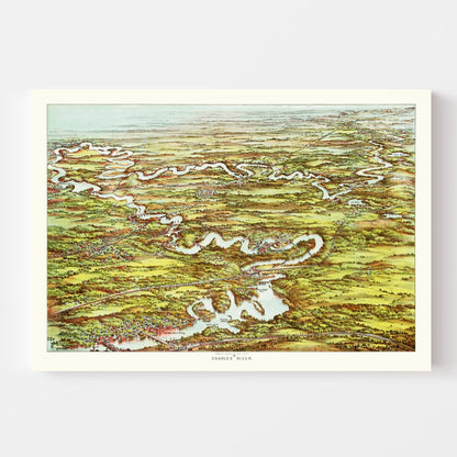 Vintage Map of the Charles River, Massachusetts, 1900