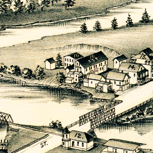 Vintage Map of Three Rivers, Massachusetts, 1893
