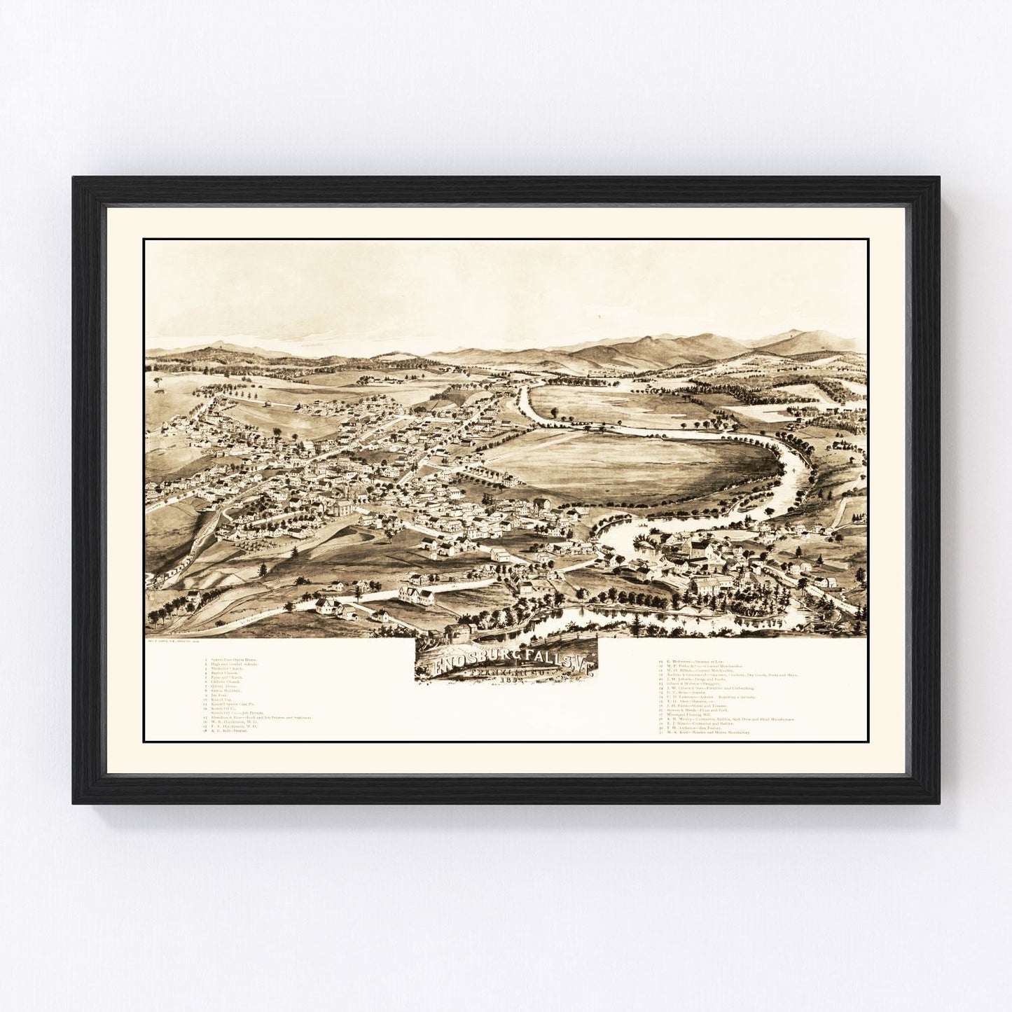 Vintage map of Enosburg Falls, Vermont, 1892