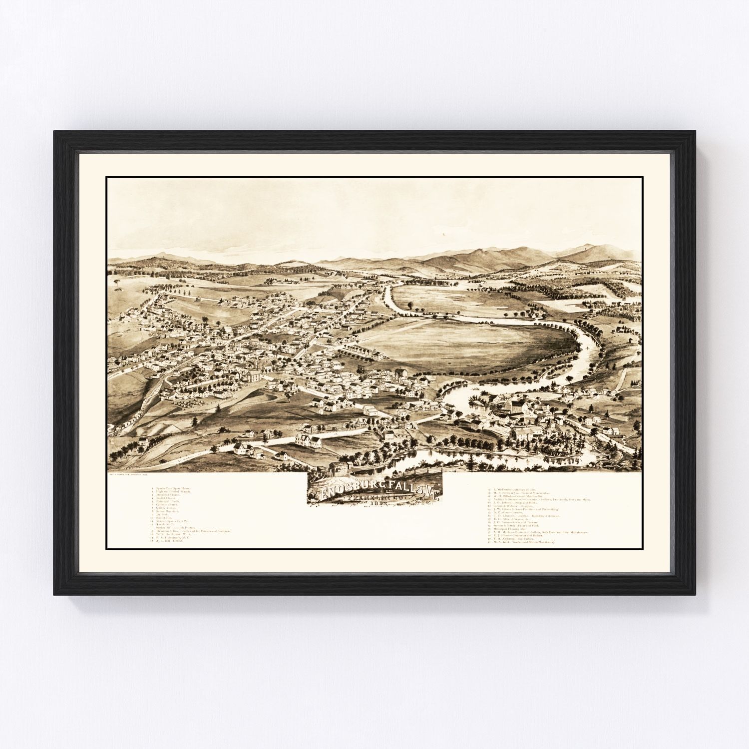 Vintage map of Enosburg Falls, Vermont, 1892