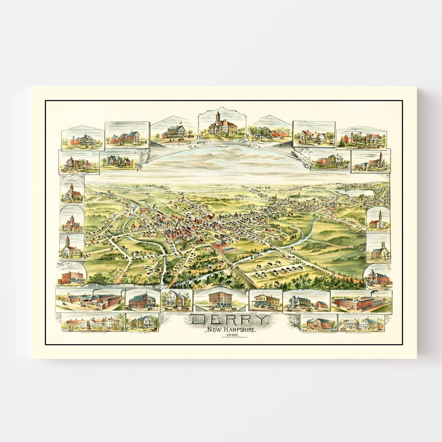 Vintage Map of Derry, New Hampshire 1898