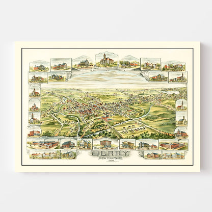 Vintage Map of Derry, New Hampshire 1898