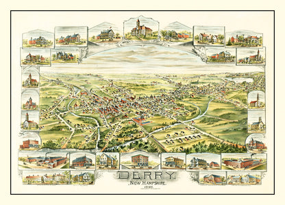 Vintage Map of Derry, New Hampshire 1898