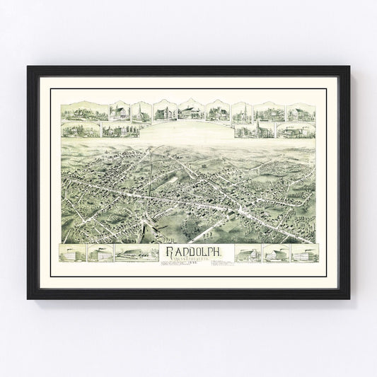 Vintage map of Randolph, Massachusetts, 1892