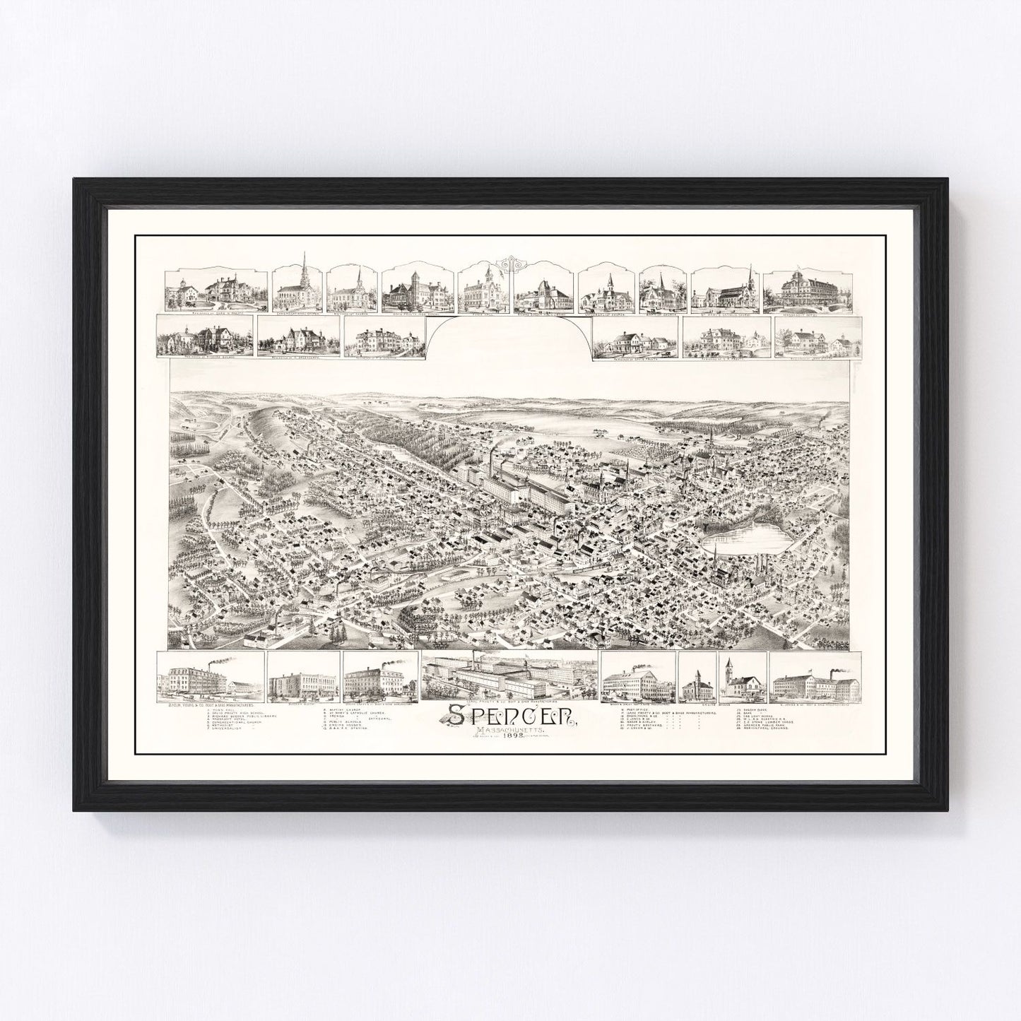 Vintage map of Spencer, Massachusetts, 1892