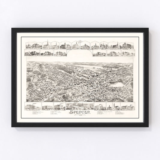 Vintage map of Spencer, Massachusetts, 1892