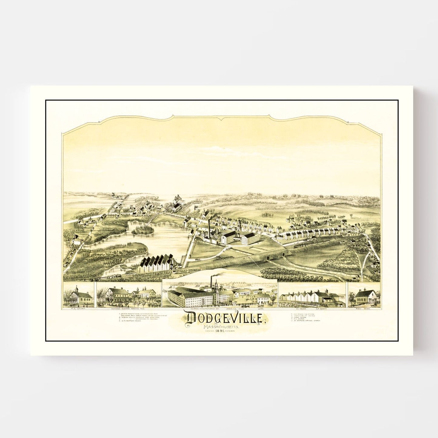Vintage Map of Dodgeville, Massachusetts, 1891