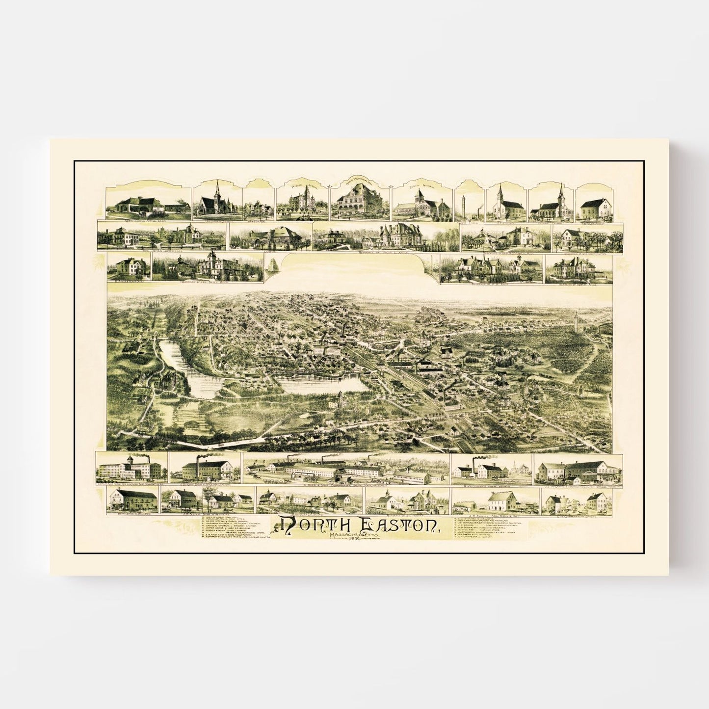 Vintage Map of North Easton, Massachusetts, 1891