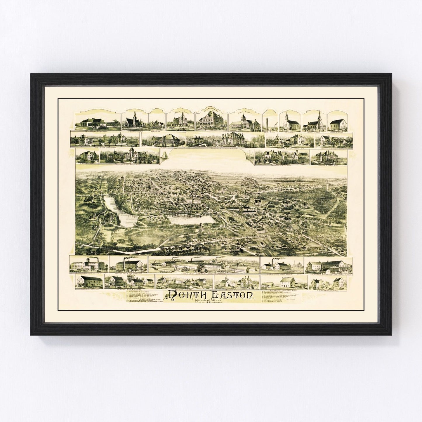 vintage map of North Easton, Massachusetts, 1891