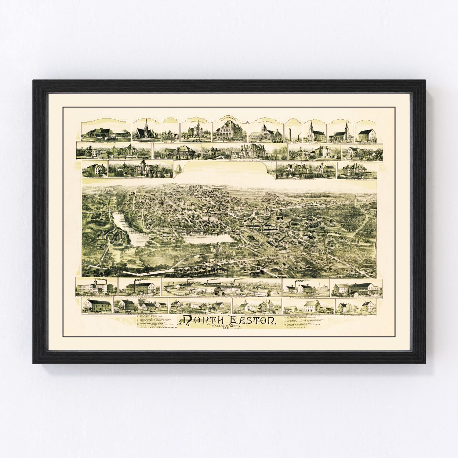 vintage map of North Easton, Massachusetts, 1891