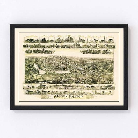 vintage map of North Easton, Massachusetts, 1891