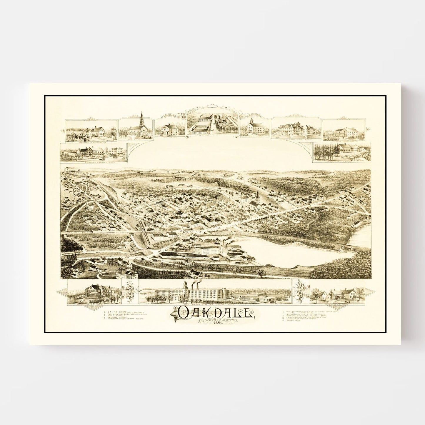 Vintage Map of Oakdale, Massachusetts, 1891