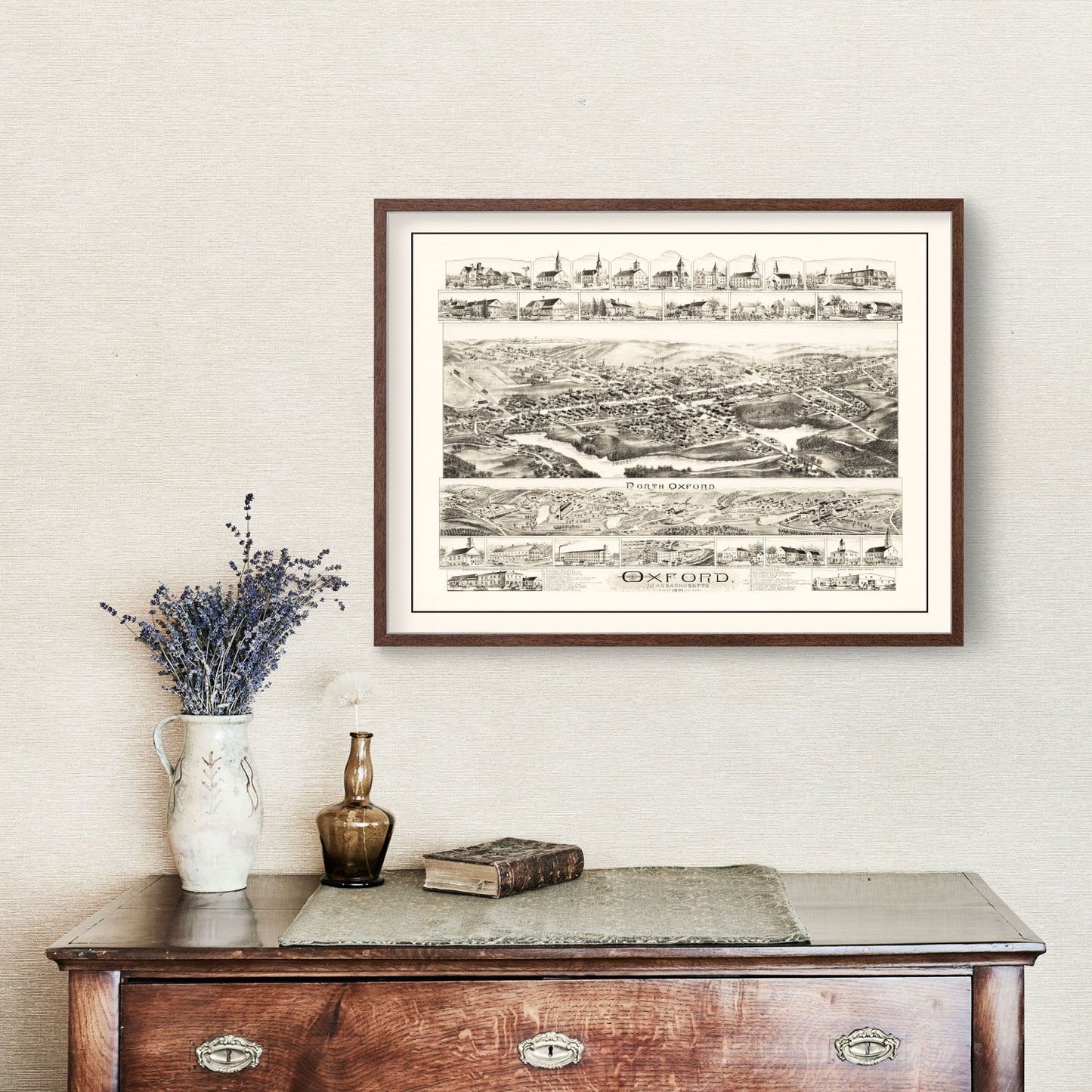 Vintage Map of Oxford, Massachusetts, 1891
