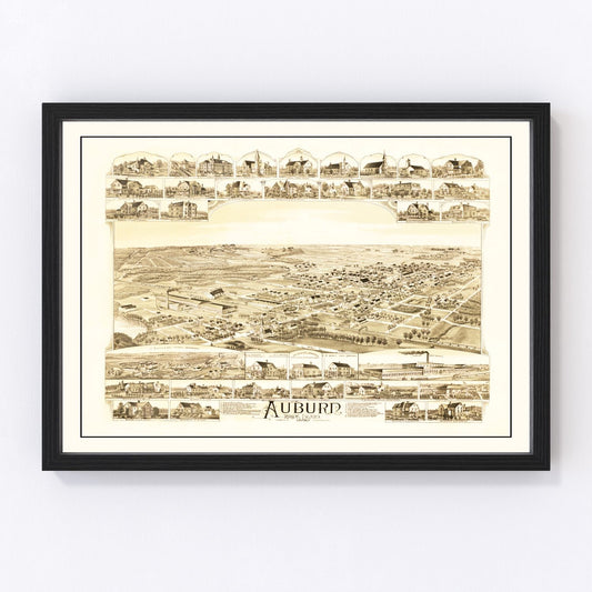 vintage map of Auburn, Rhode Island, 1890, Pawtuxet River mills