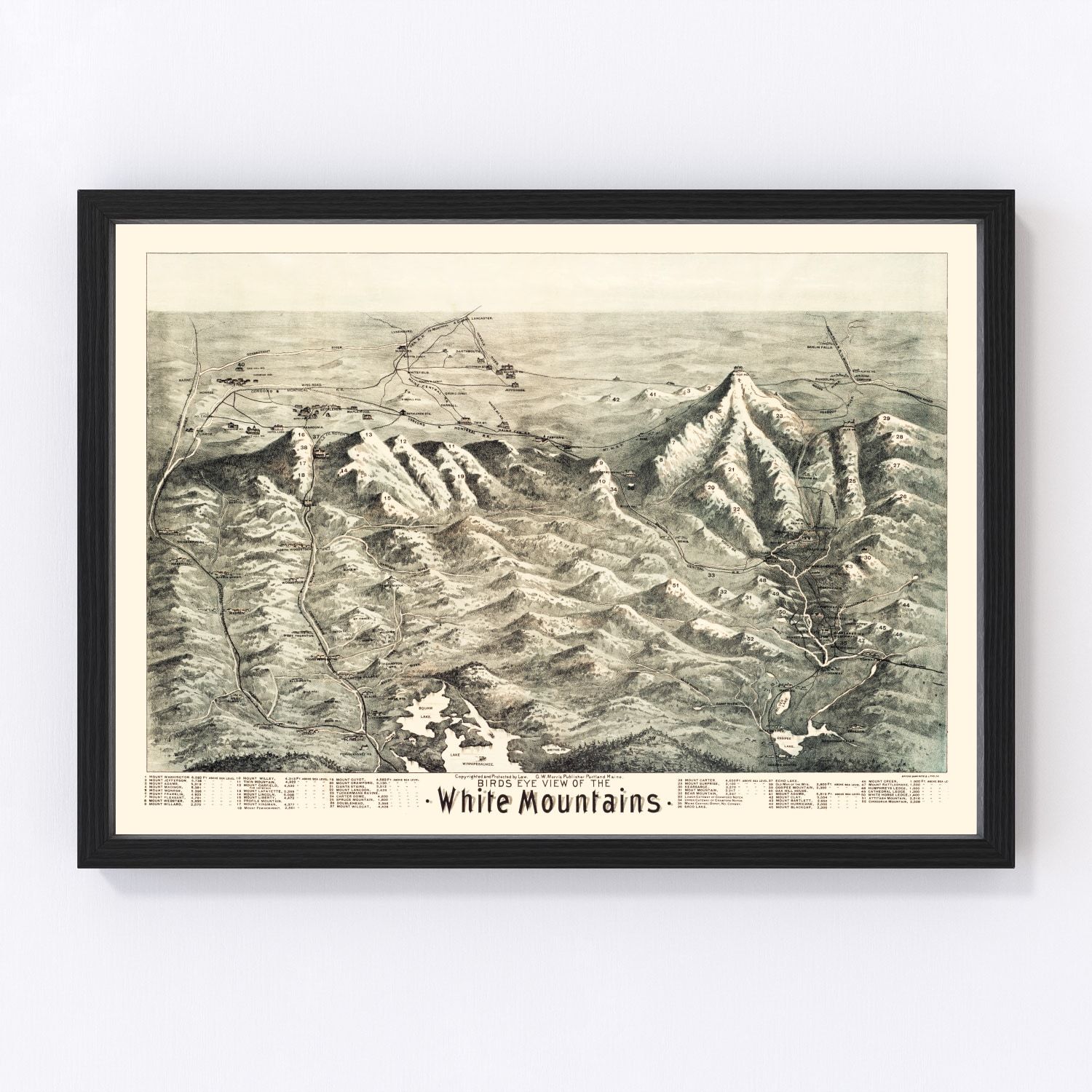 vintage map of the White Mountains, New Hampshire, 1890
