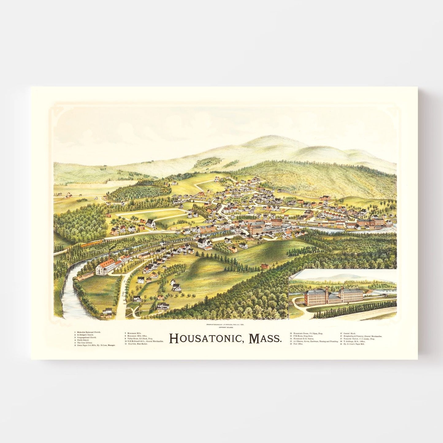 Vintage Map of Housatonic, Massachusetts, 1890 (Berkshire)