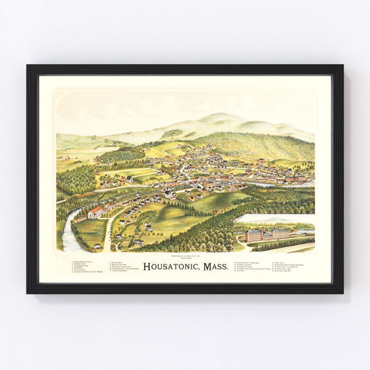 Vintage map of Housatonic, Berkshire County, Massachusetts, 1890