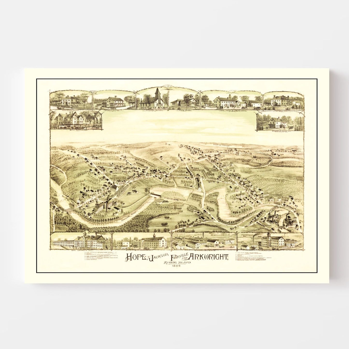 Vintage Map of Hope, Providence County, Rhode Island, 1889