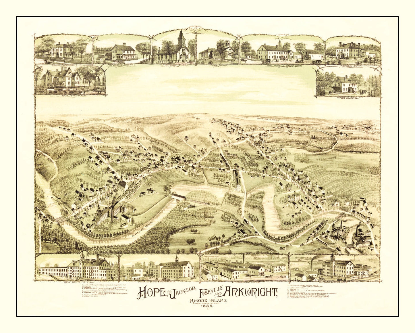 Vintage Map of Hope, Providence County, Rhode Island, 1889