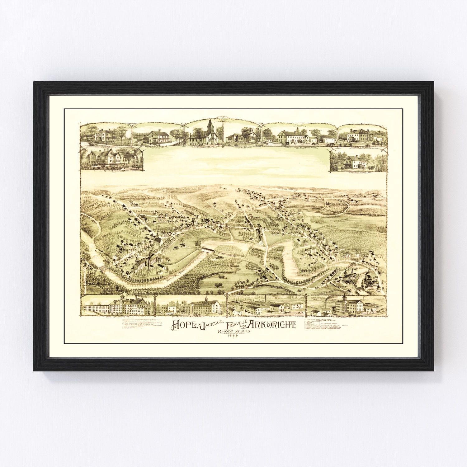 Vintage map of Hope, Providence County, Rhode Island, 1889