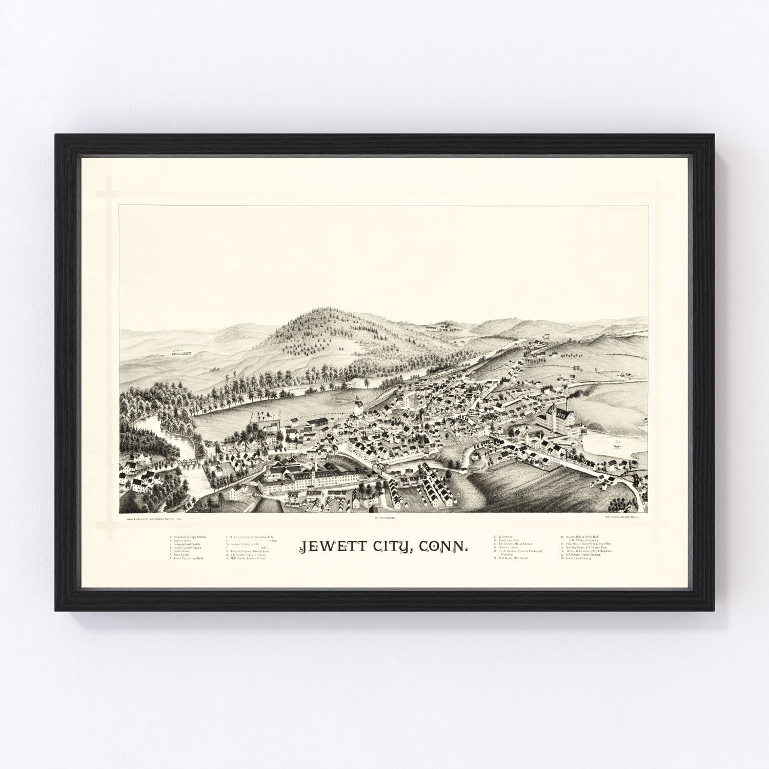 Vintage map of Jewett City, Connecticut, 1889