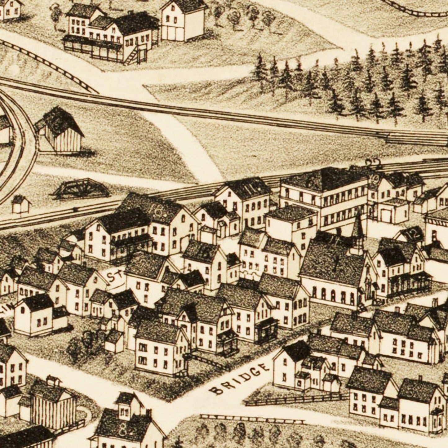 Vintage Map of Millers Falls, Massachusetts, 1889