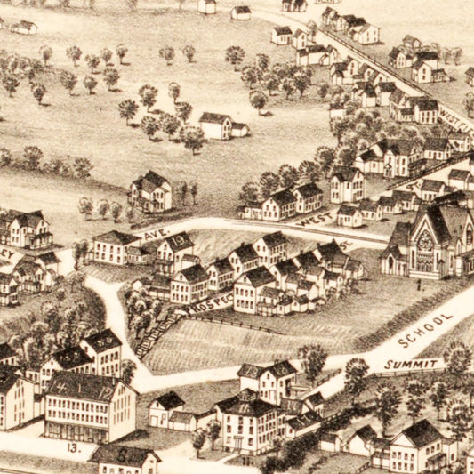 Vintage Map of Mittineague, Massachusetts, 1889
