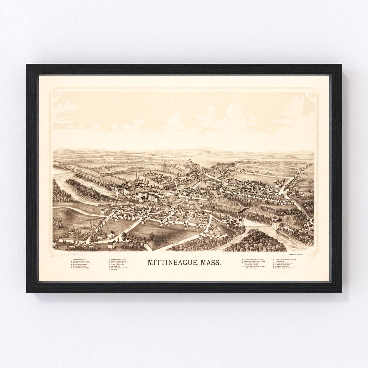 Vintage map of Mittineague, Massachusetts, 1889