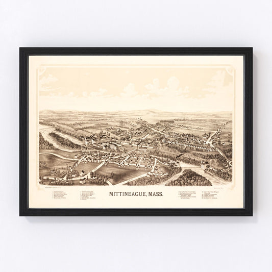 Vintage map of Mittineague, Massachusetts, 1889