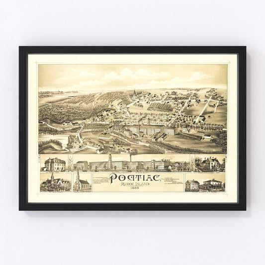 vintage map of Pontiac, Rhode Island, 1889