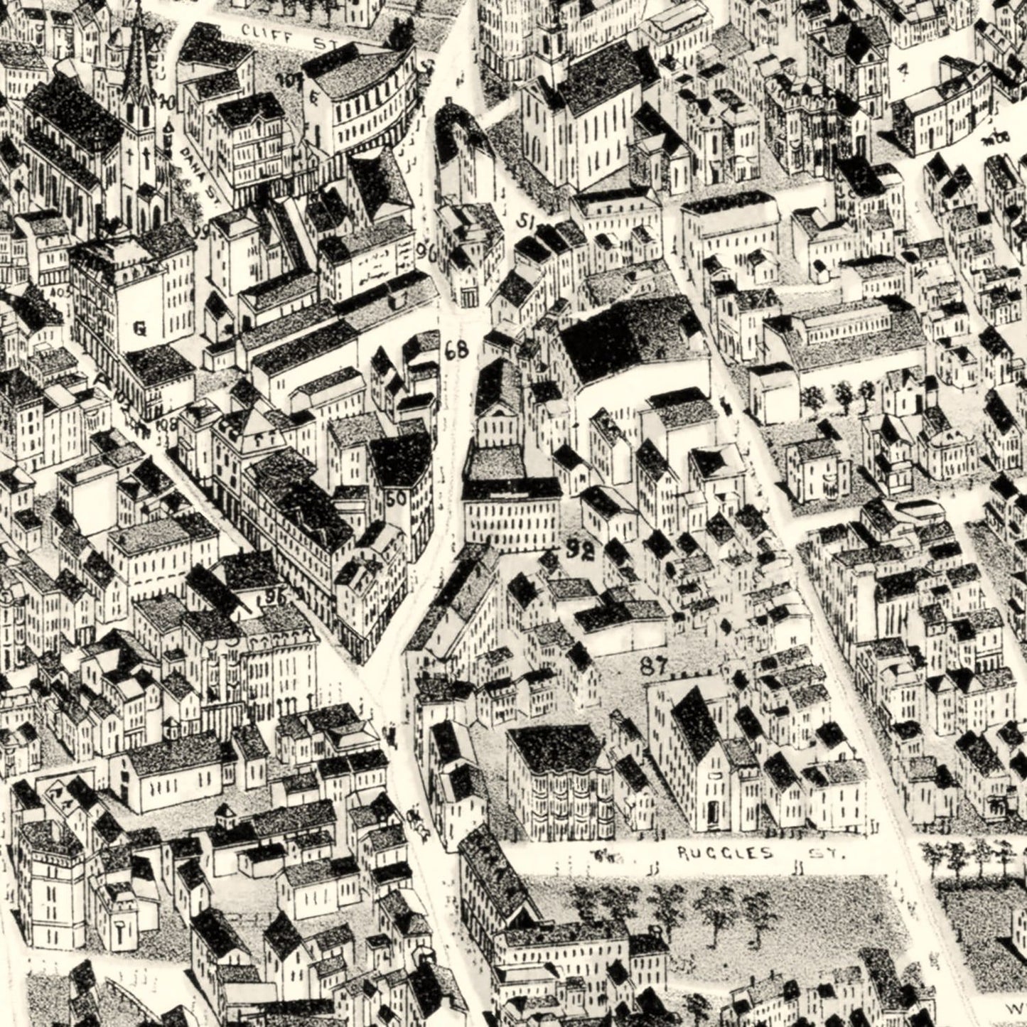 Boston Highlands, Massachusetts Vintage Map, 1888 - Suffolk