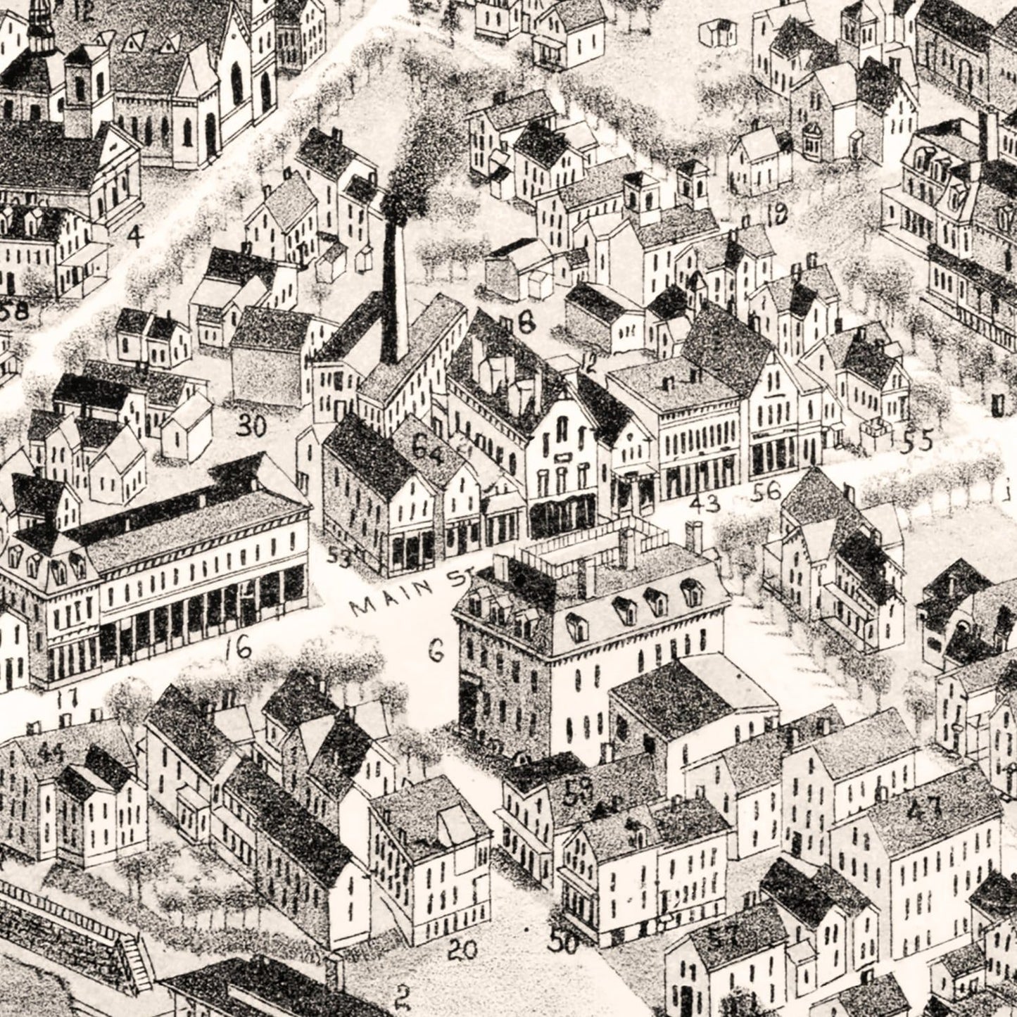 Vintage Map of Franklin, Massachusetts, 1888