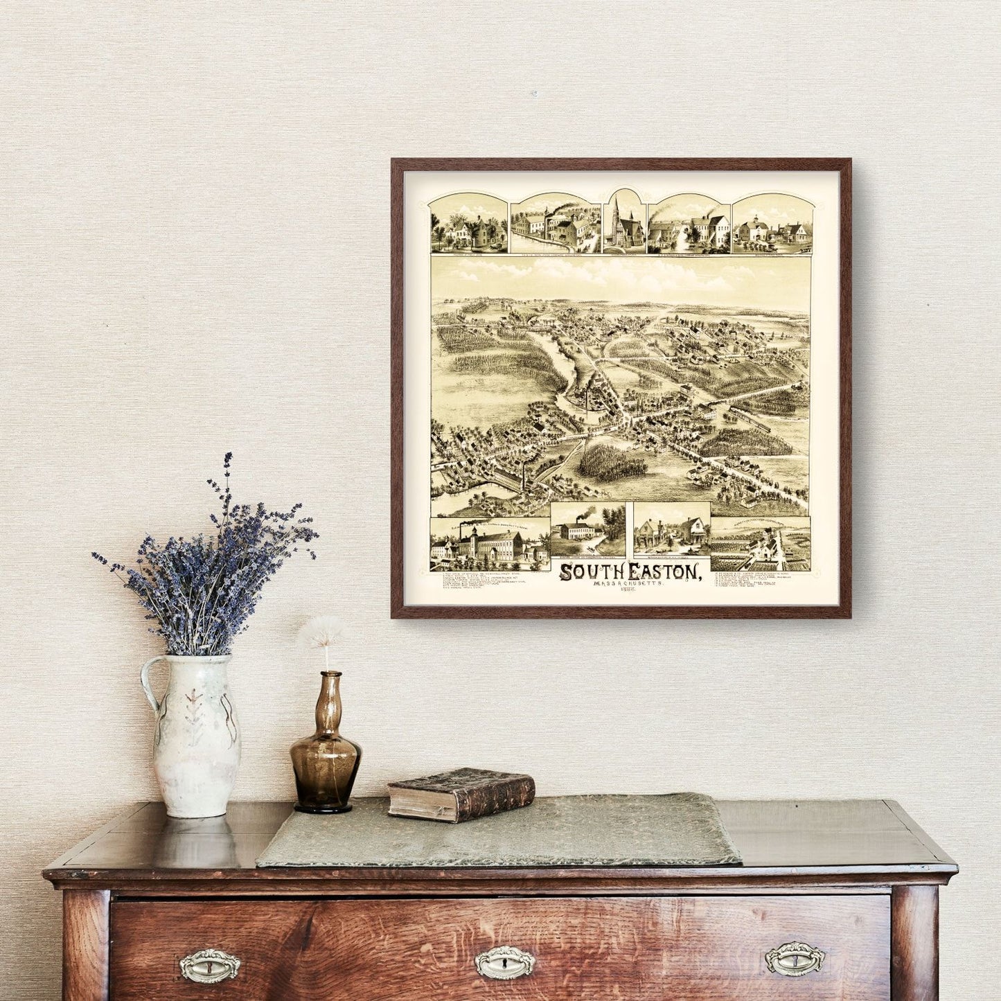Vintage Map of South Easton, Massachusetts, 1888