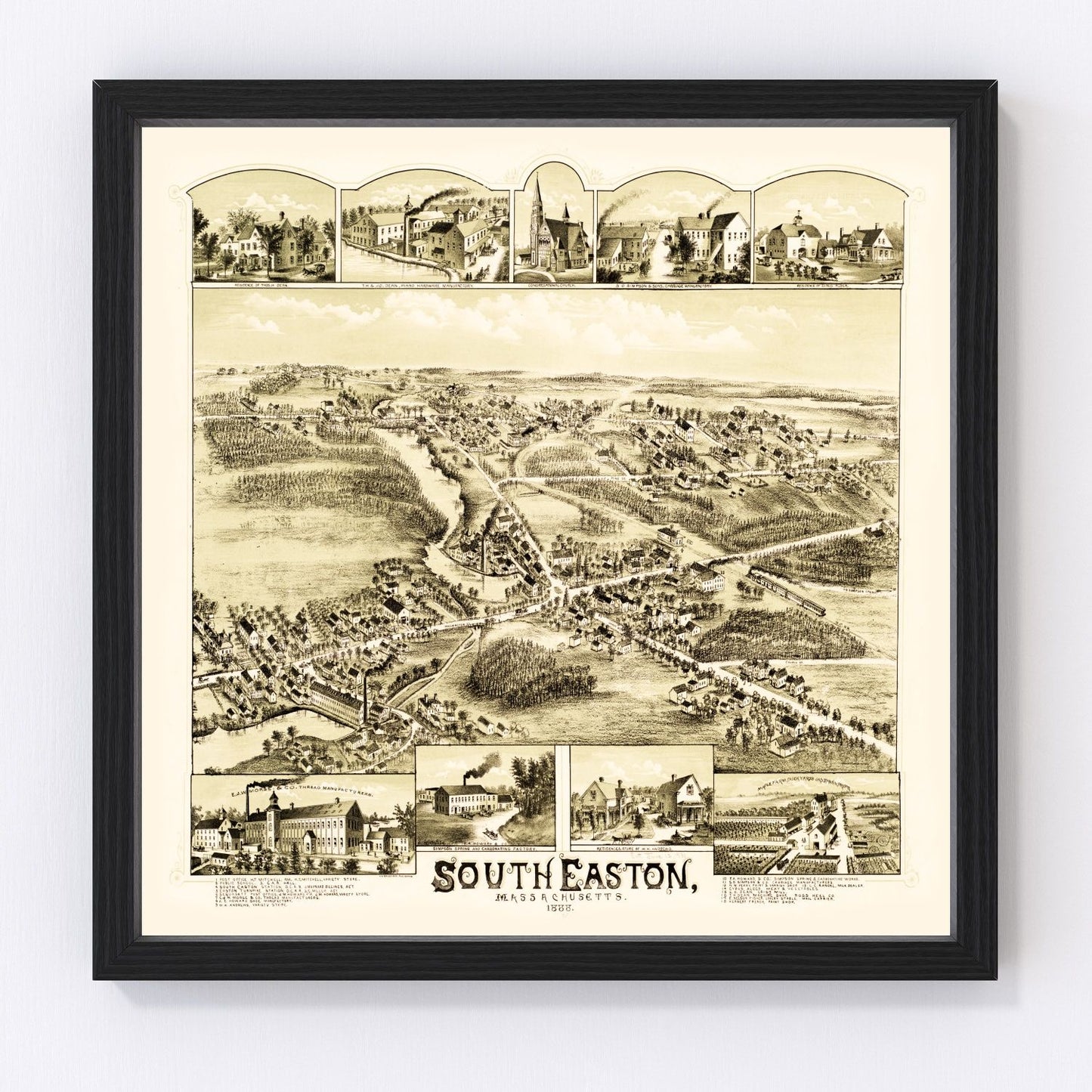 vintage map of South Easton, Massachusetts, 1888