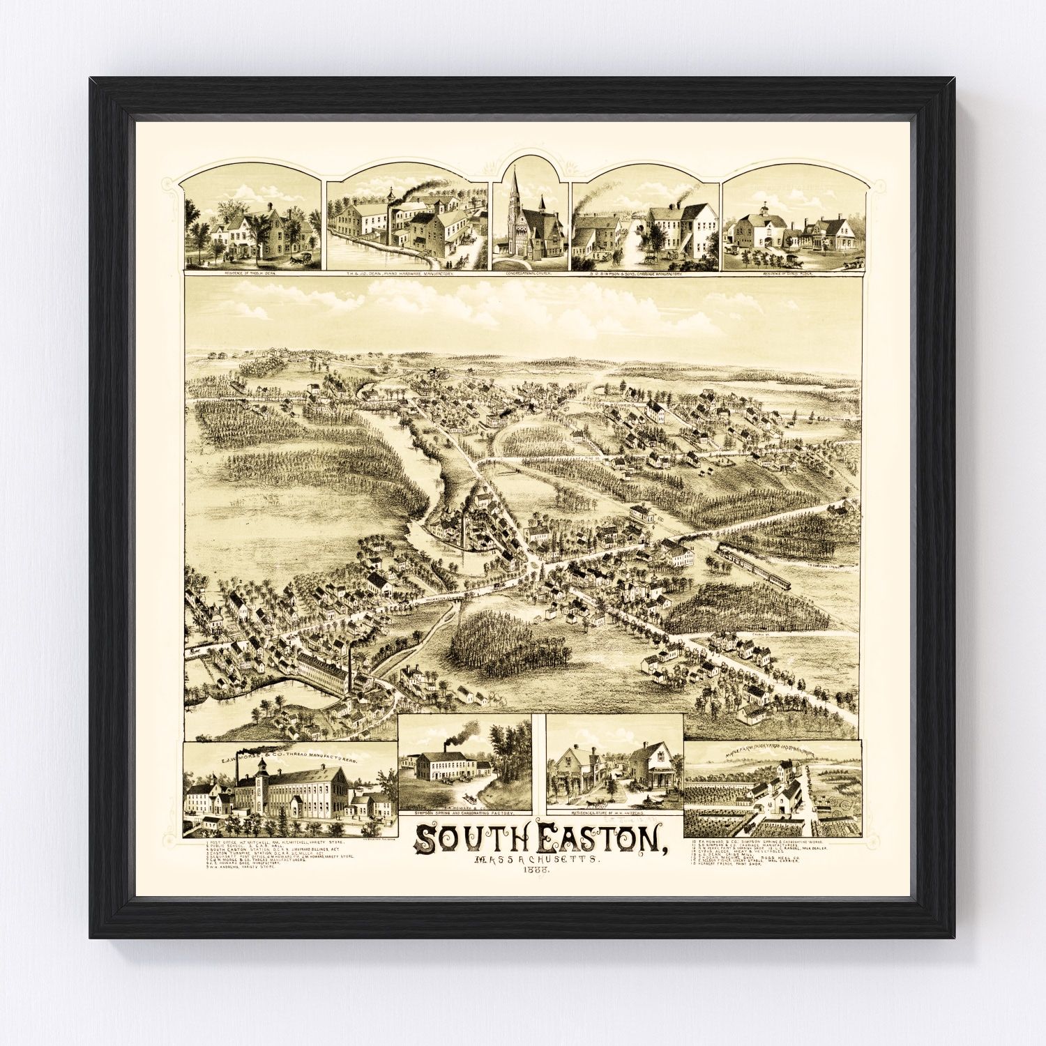 vintage map of South Easton, Massachusetts, 1888
