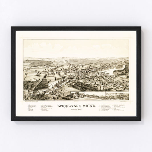vintage map of Springvale, Maine, 1888