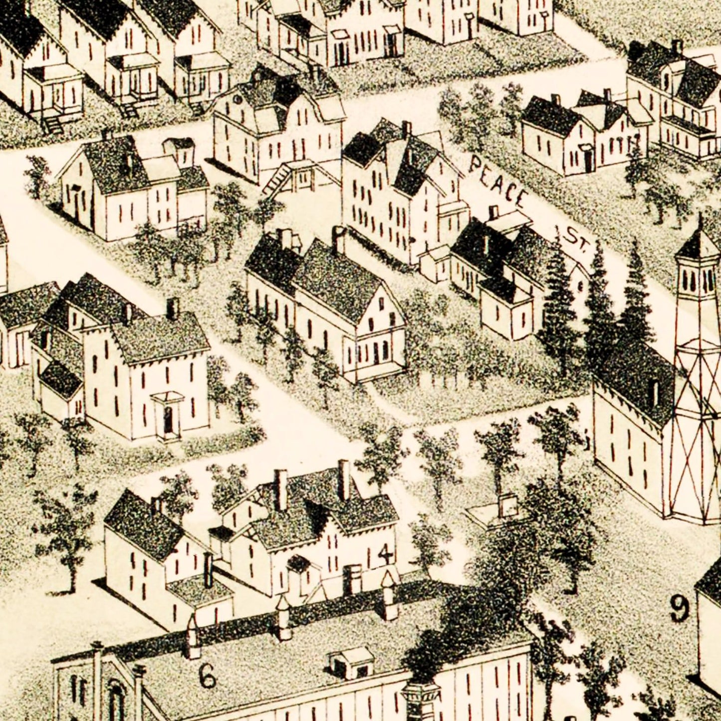 Vintage Map of Hopedale, Worcester County, Massachusetts, 1888