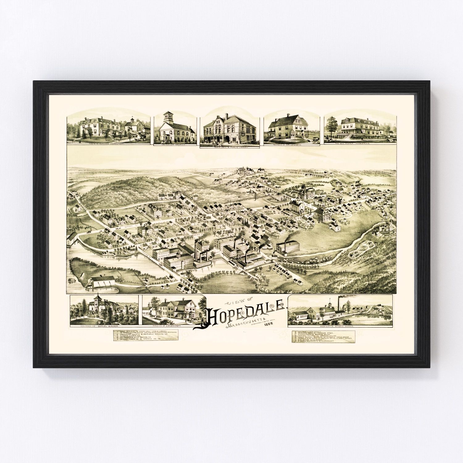 vintage map of Hopedale, Massachusetts, 1888