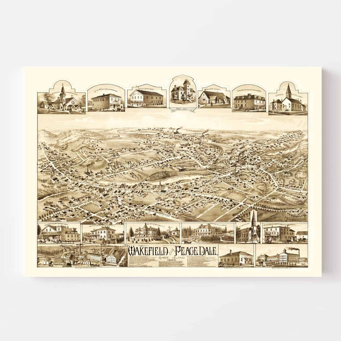 Vintage Map of Wakefield, Rhode Island, 1888