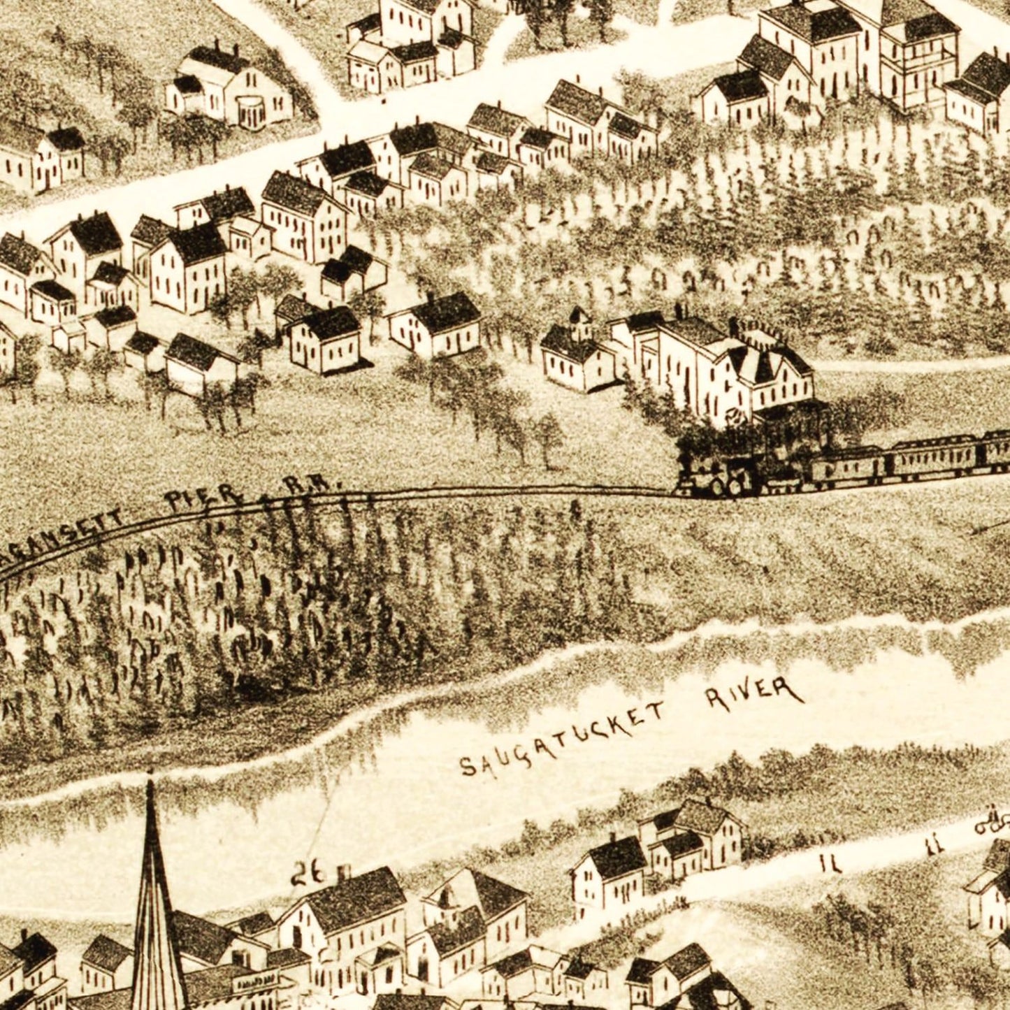 Vintage Map of Wakefield, Rhode Island, 1888
