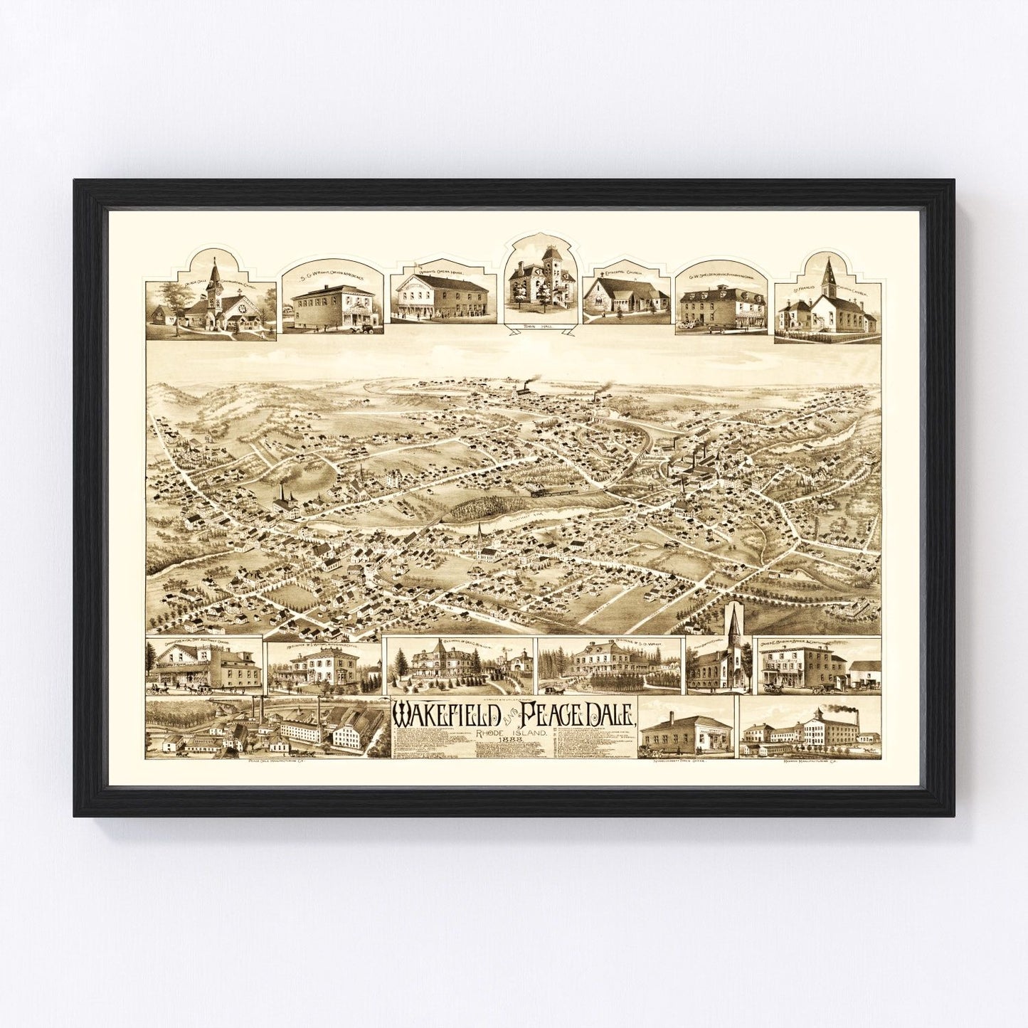 Vintage map of Wakefield, Rhode Island, 1888, digitally restored