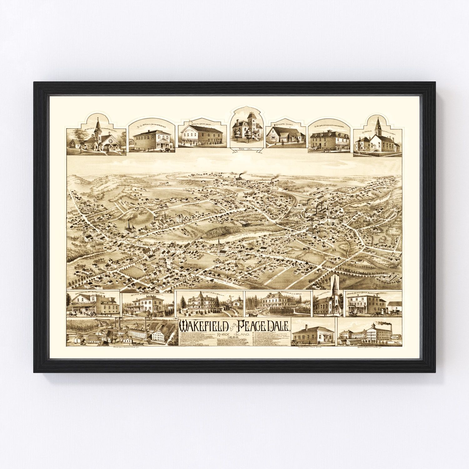 Vintage map of Wakefield, Rhode Island, 1888, digitally restored