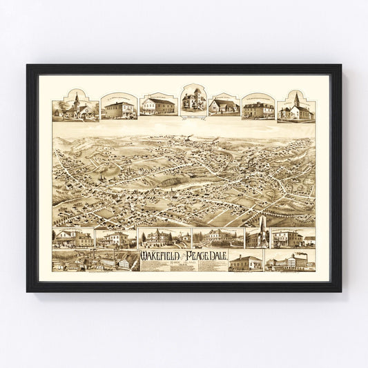 Vintage map of Wakefield, Rhode Island, 1888, digitally restored
