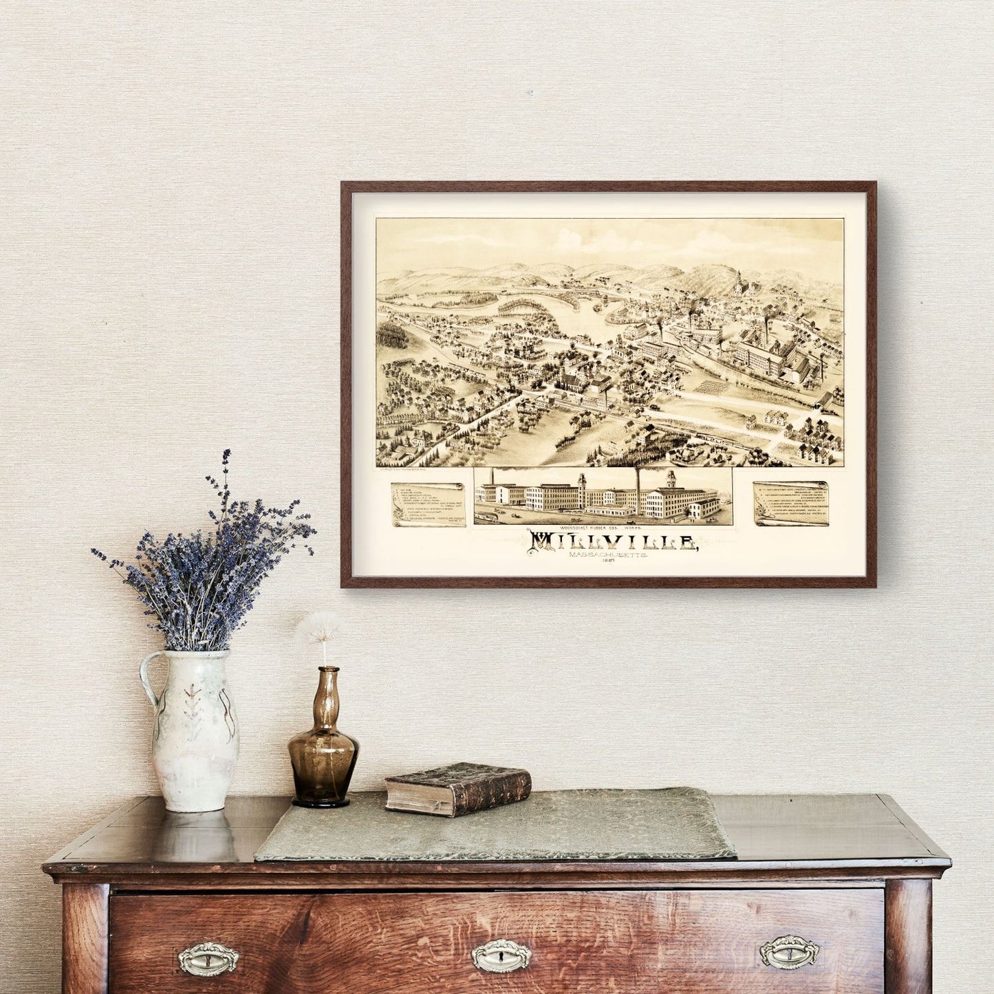 Vintage Map of Millville, Massachusetts, 1887