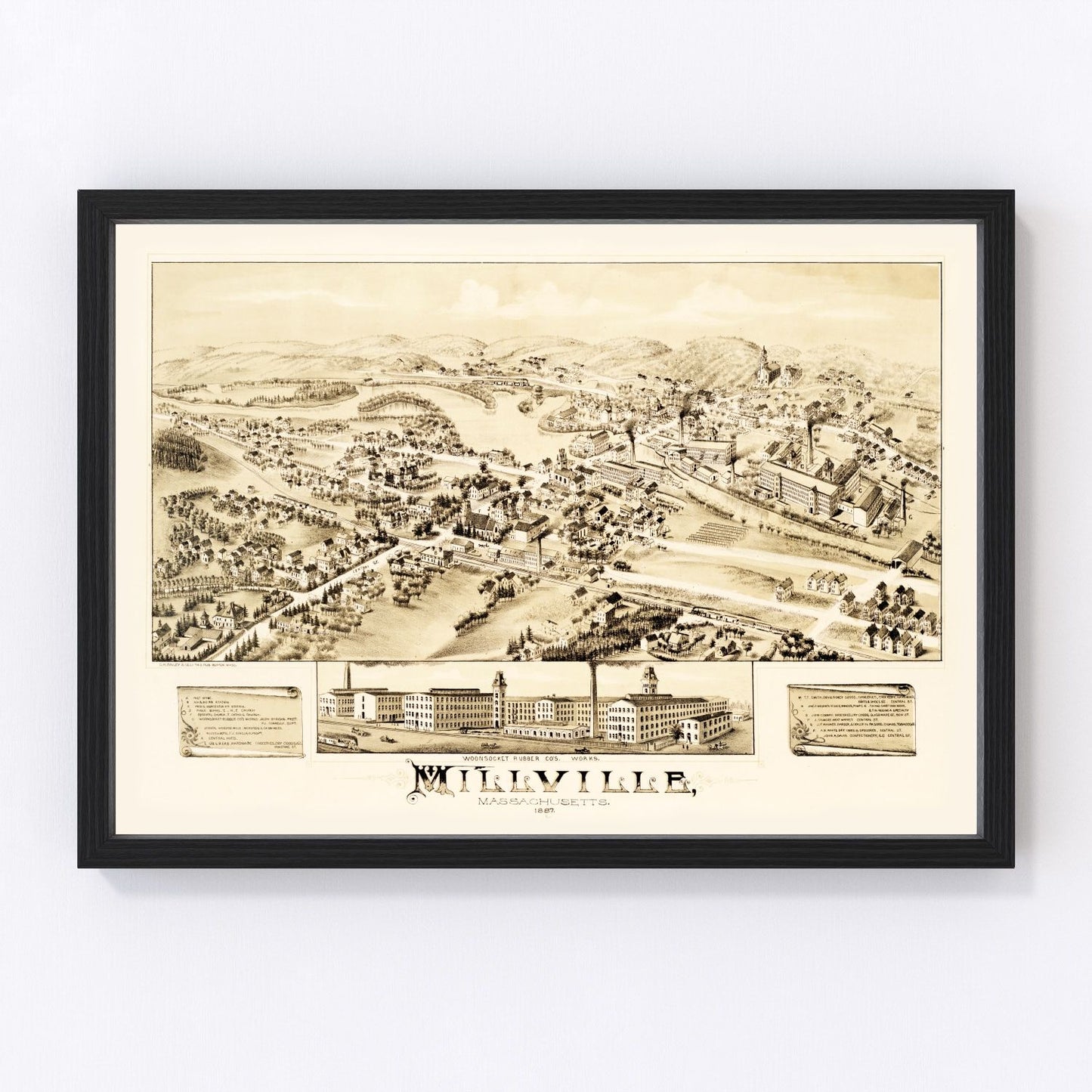 vintage map of Millville, Massachusetts, 1887