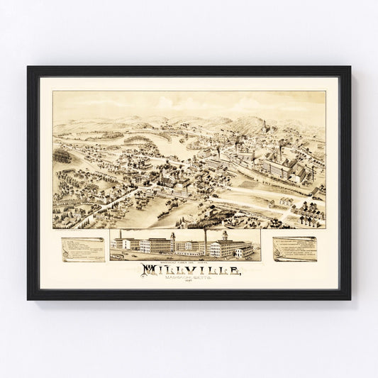 vintage map of Millville, Massachusetts, 1887