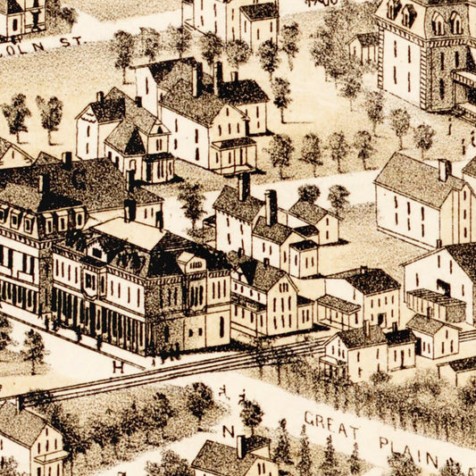 Vintage Map of Needham, Massachusetts, 1887