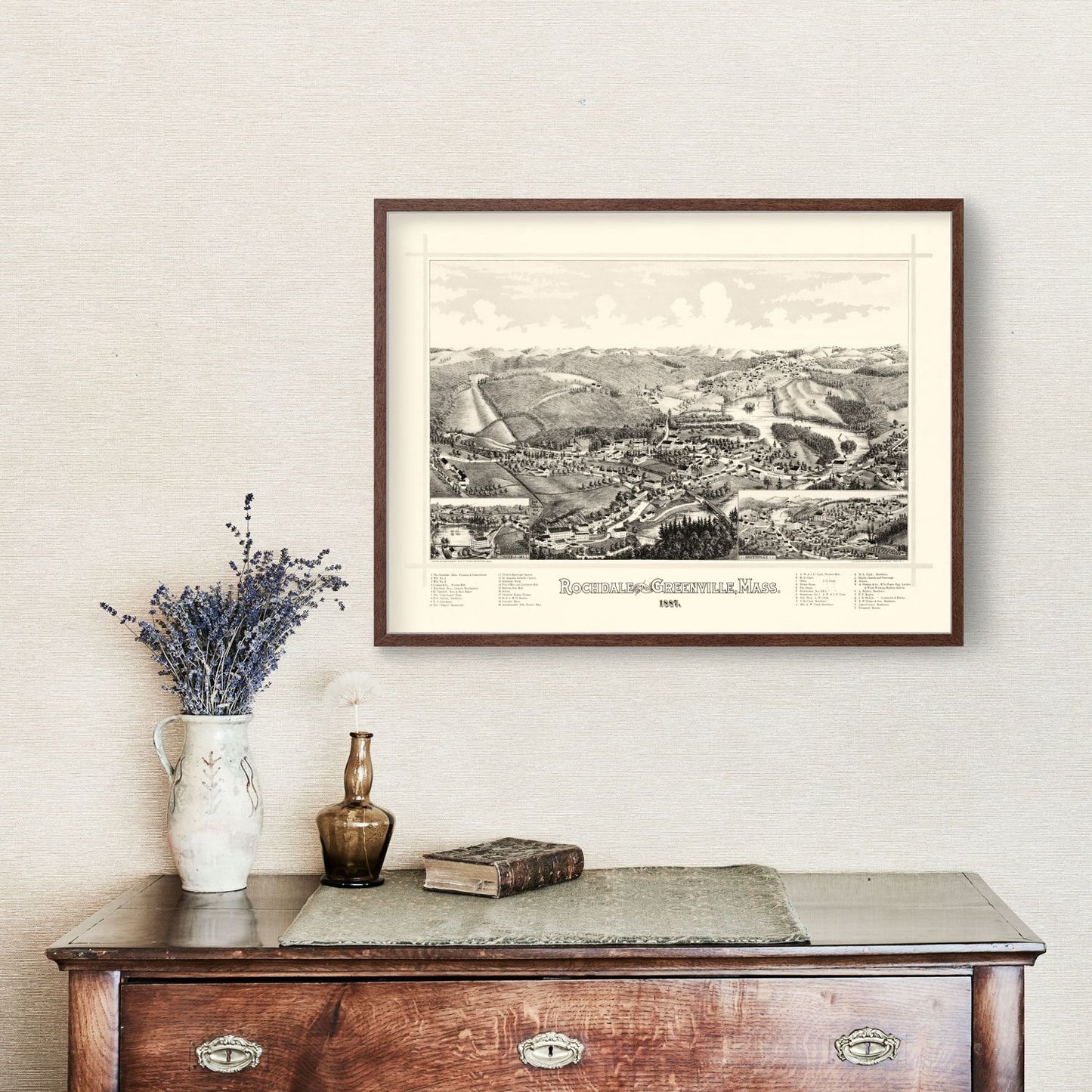 Vintage Map of Rochdale, Massachusetts, 1887