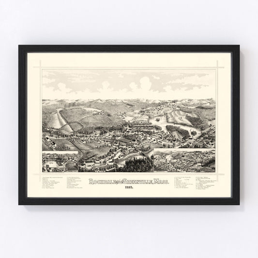 vintage map of Rochdale, Massachusetts, 1887