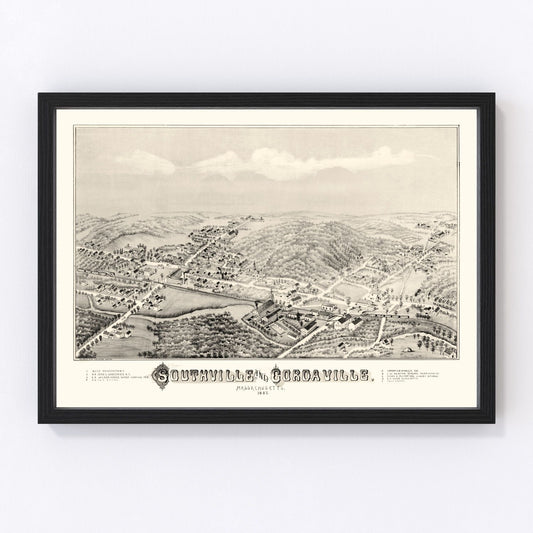 vintage map of Southville, Massachusetts, 1887